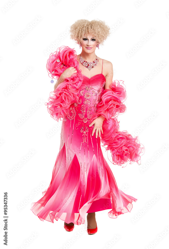 Drag Queen in Pink Evening Dress Performing Drag Queen in Pink Evening Dress Performing
