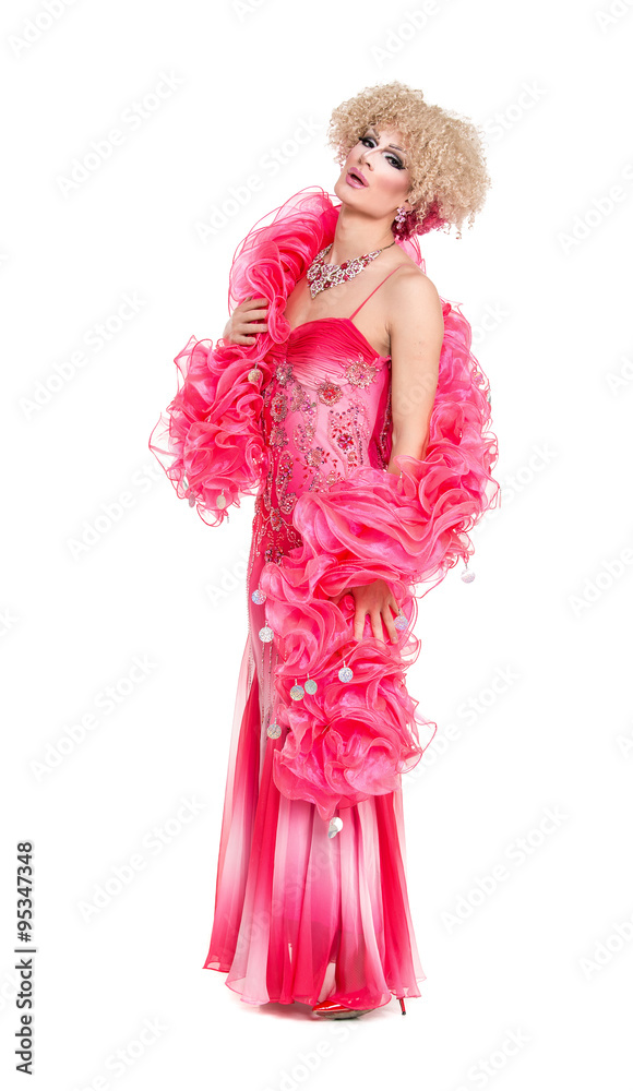 Drag Queen in Pink Evening Dress Performing Drag Queen in Pink Evening Dress Performing