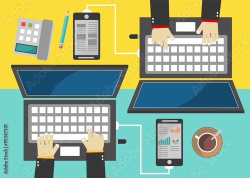 interior of working place concept in flat design