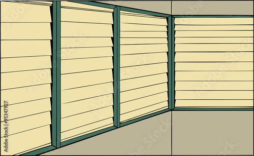 Closed Blinds on Windows in Room