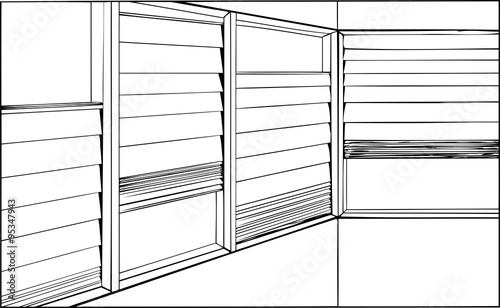 Outline of Half Open Horizontal Blinds