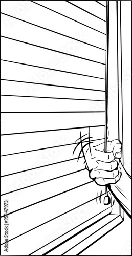 Hand Closing Blinds Outline