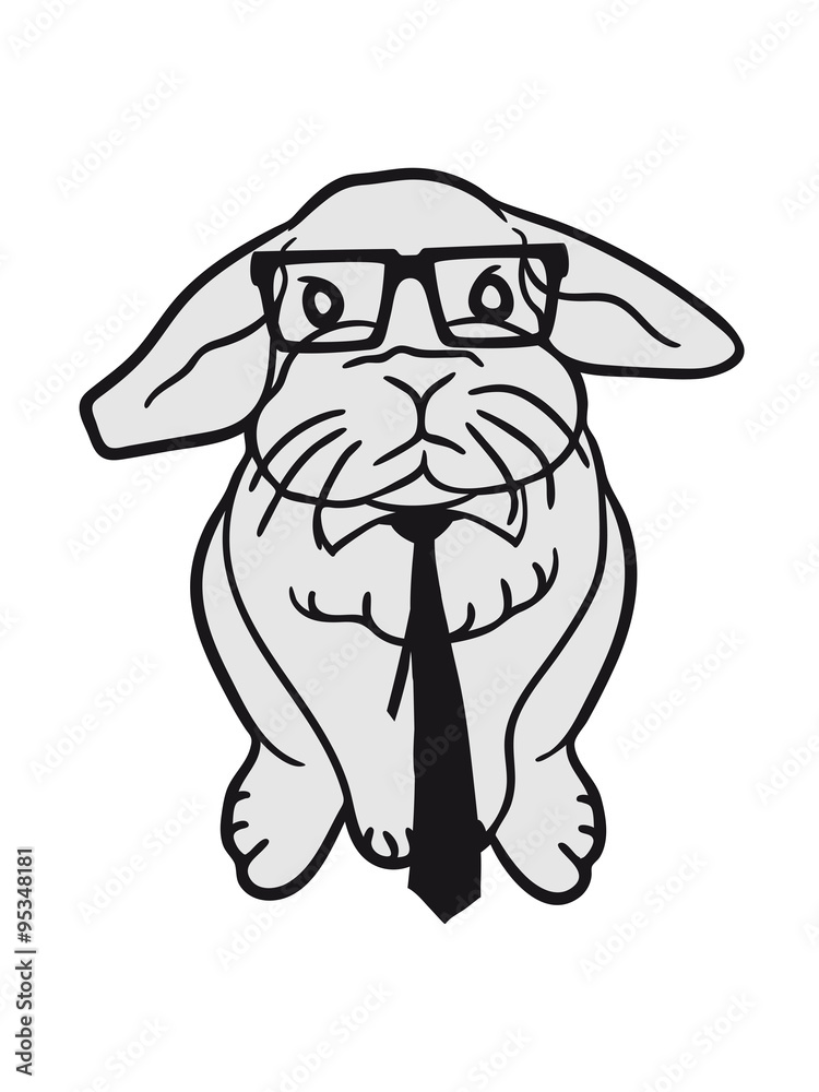 Fototapeta premium hornbrille geek nerd tie smart nerd cool hipster hase