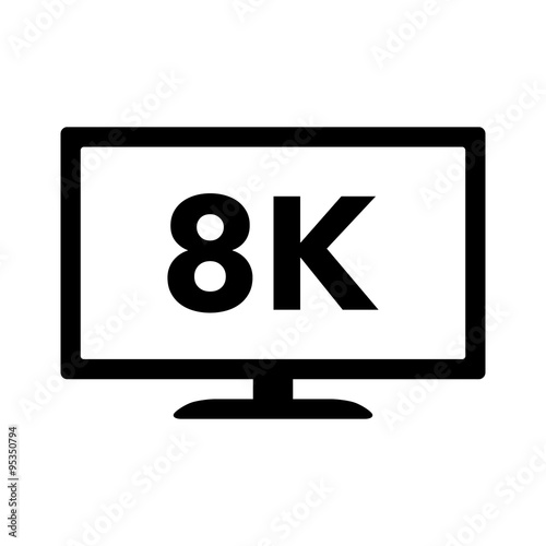 8K full ultra HD / UHD HDTV flat icon for apps and websites