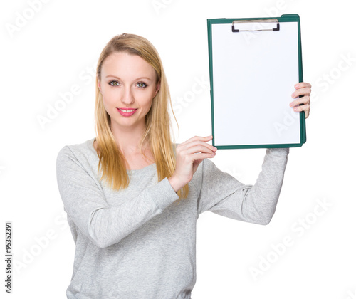 Woman show with clipboard
