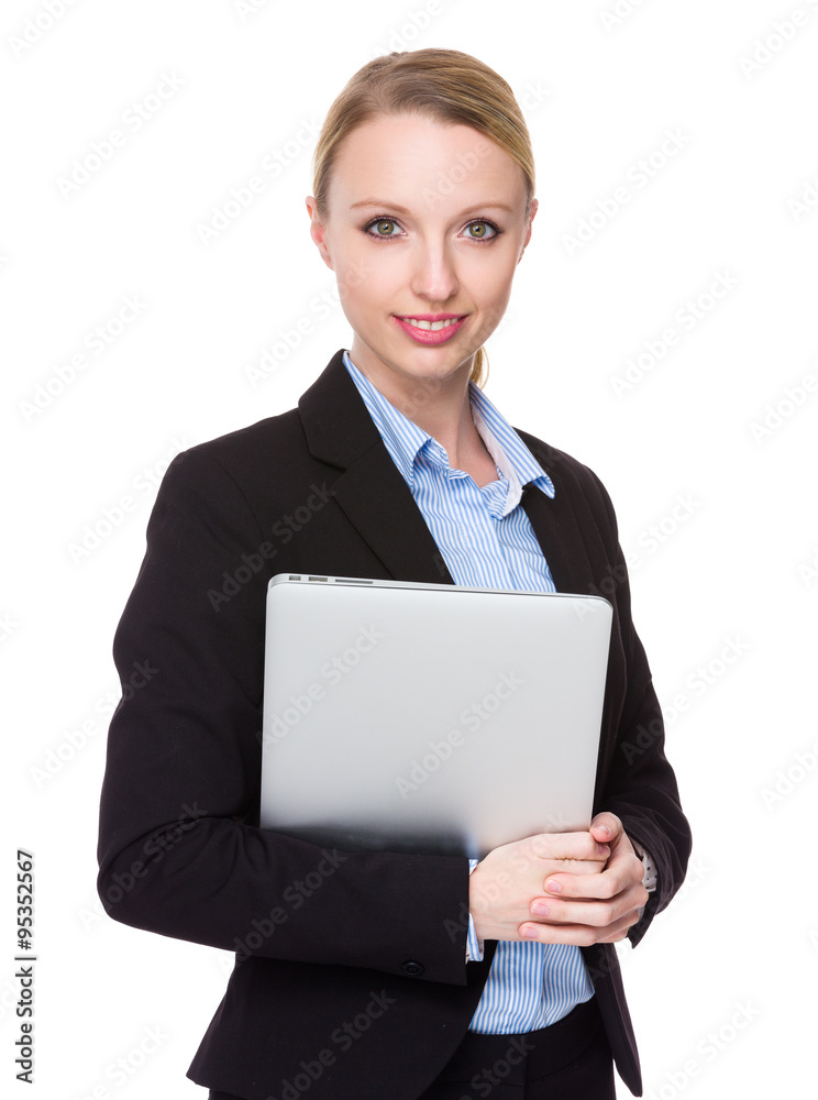 Young Businesswoman hold with laptop computer Young Businesswoman hold with laptop computer