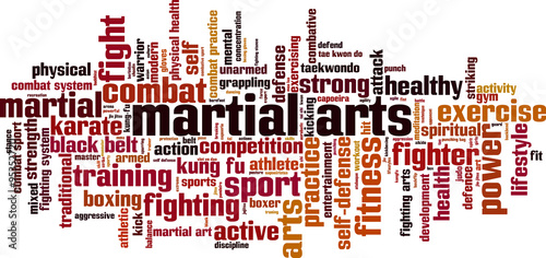 Martial arts word cloud concept. Vector illustration