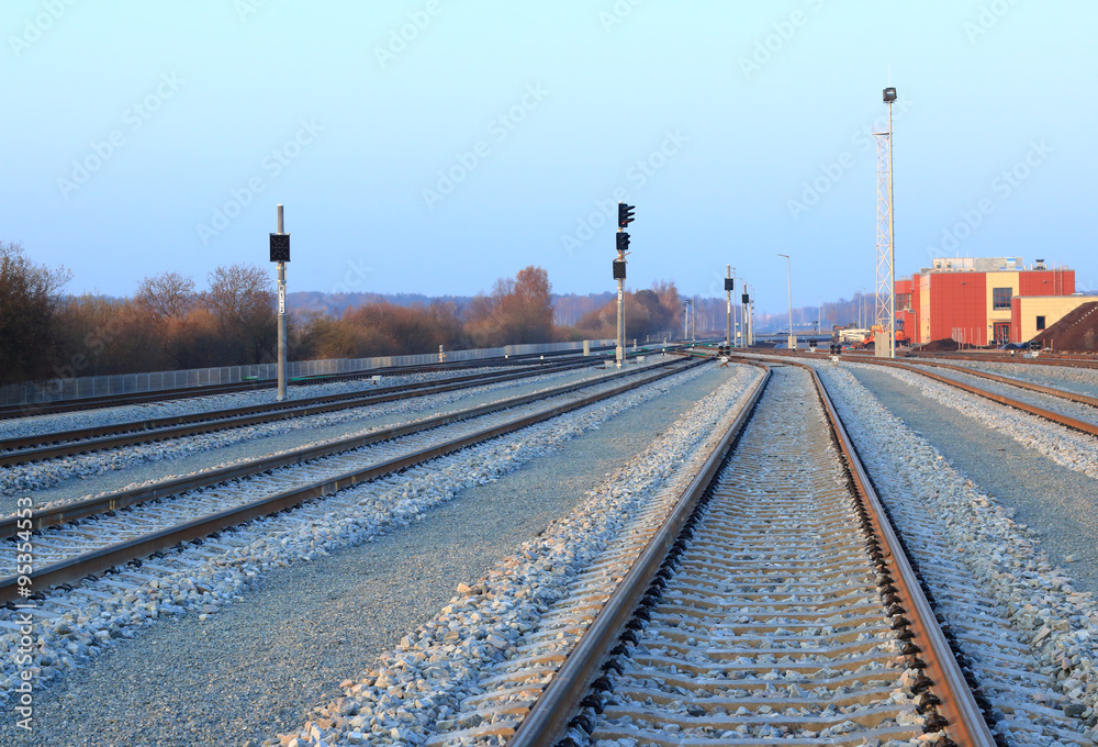 New railway lines in the evening light.