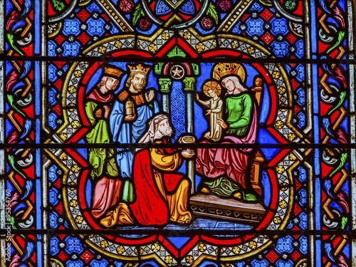 Three Kings Mary Jesus Stained Glass Notre Dame Cathedral Paris