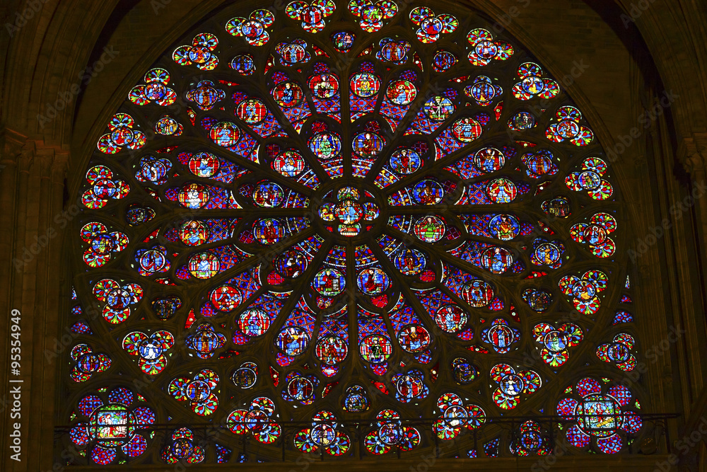 Rose Window Jesus Stained Glass Notre Dame Cathedral Paris