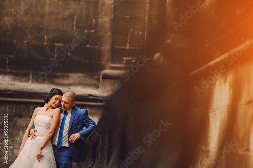 Wedding couple walking 