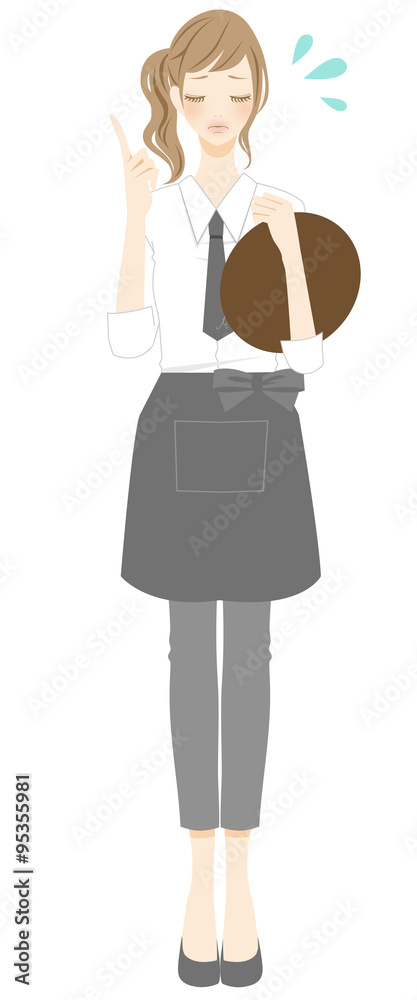 カフェで働く女性 焦る カフェで働く女性 焦る