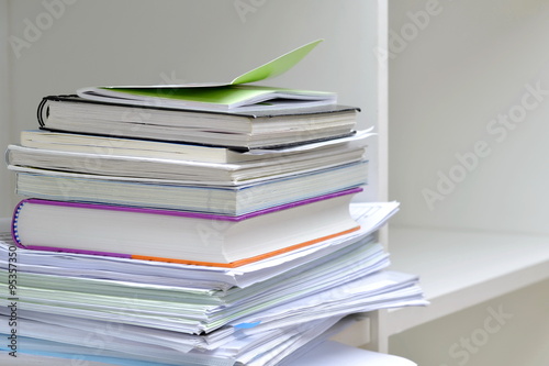 Documents on bookshelf/Books and documents on bookshelf.