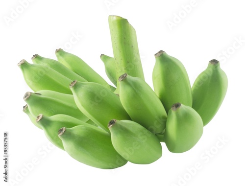 Raw Green Banana Fruits on A White Background