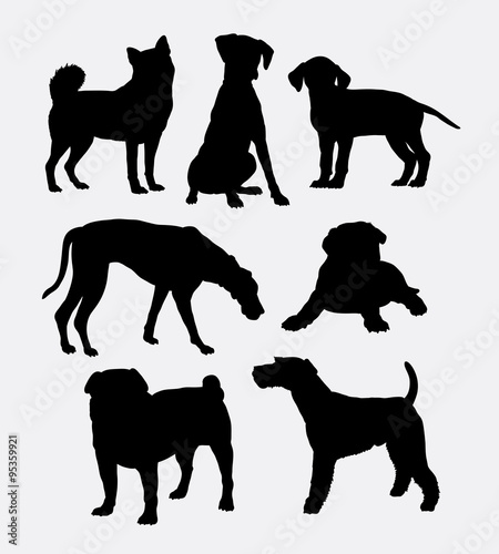 Dog pet shop symbol silhouette. Good use for symbol, logo, web icon, mascot, game elements, or any design you want. Easy to use.
