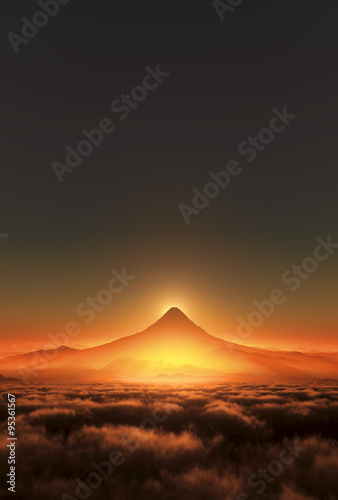 日の出と富士山