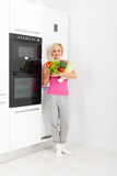 woman raw fresh vegetables refrigerator