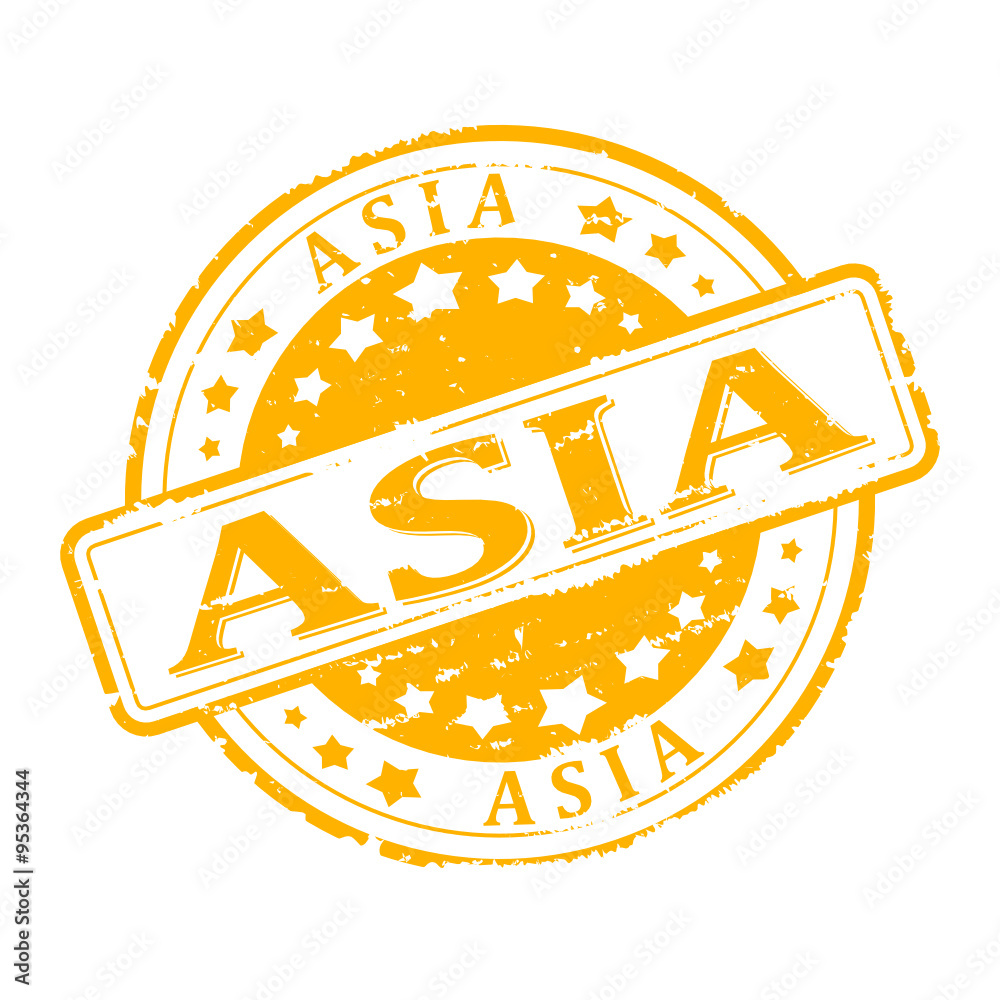 Scratched yellow stamp with the words - asia - vector svg Stock Vector ...