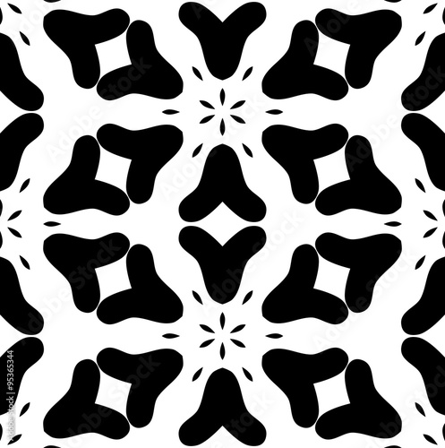 Abstract seamless floral pattern in black and white