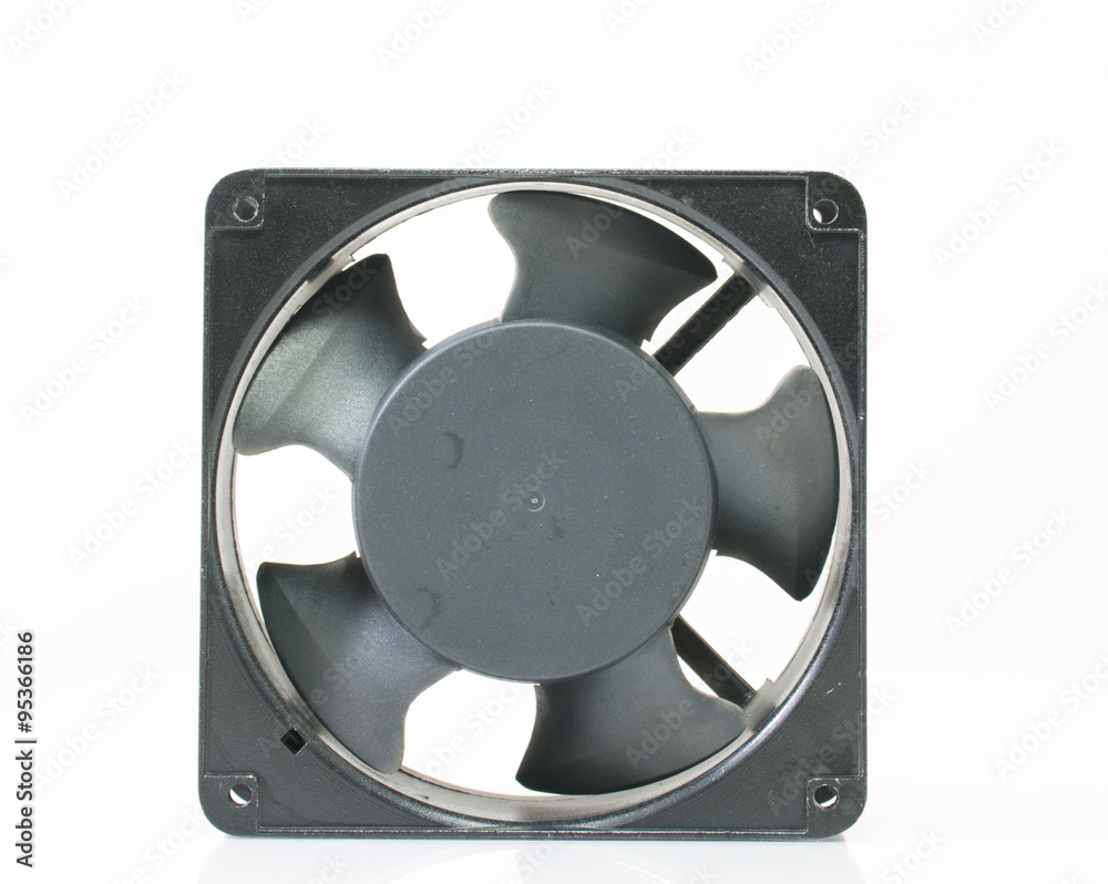 Small cooling fan and blades for computer with 3 pin cable on wh Small cooling fan and blades for computer with 3 pin cable on wh