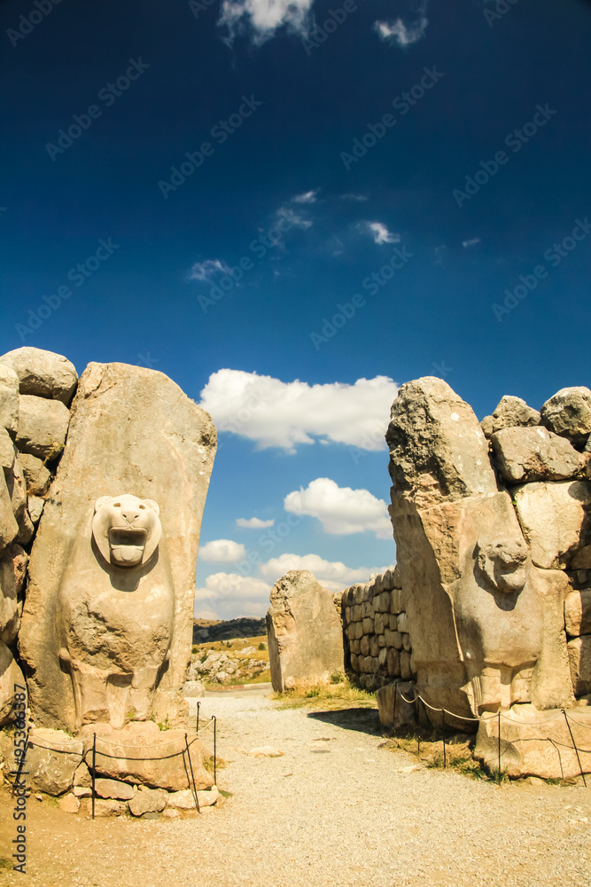 Ruins of ancient city Hattusha: the Hittite Capital, Lion's Gate, Turkey