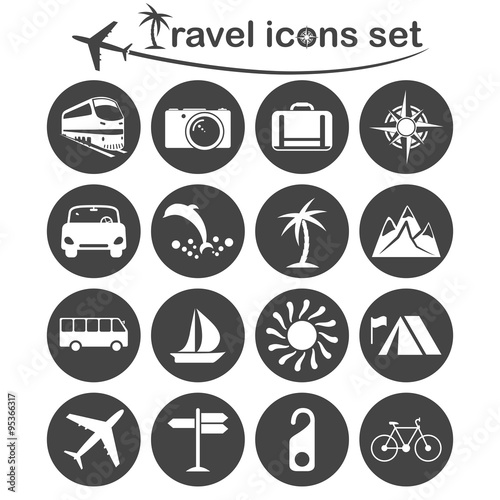 Travel and transportation icons set