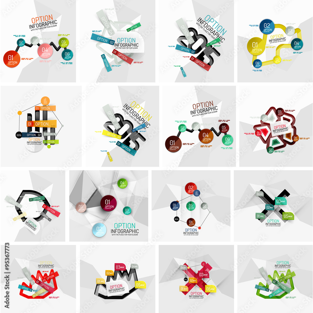 Set of abstract geometric paper infographic banner templates Set of abstract geometric paper infographic banner templates