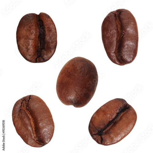 close up coffee beans, isolated on white background