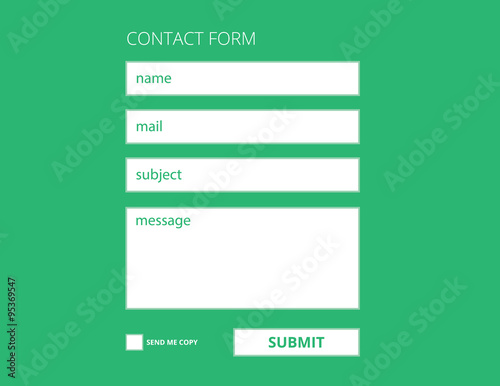 Web site registration contact form. Vector illustration