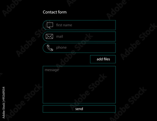Web site registration contact form. Vector illustration