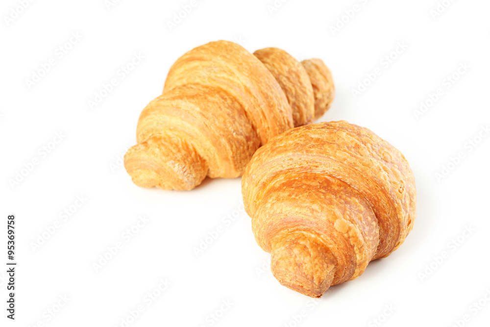 Tasty croissants isolated on a white