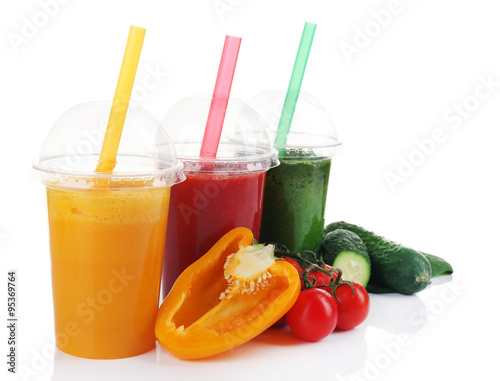 Fresh juice mix fruit, healthy drinks isolated on white