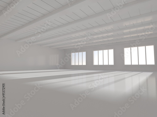 white room with window 3D rendering