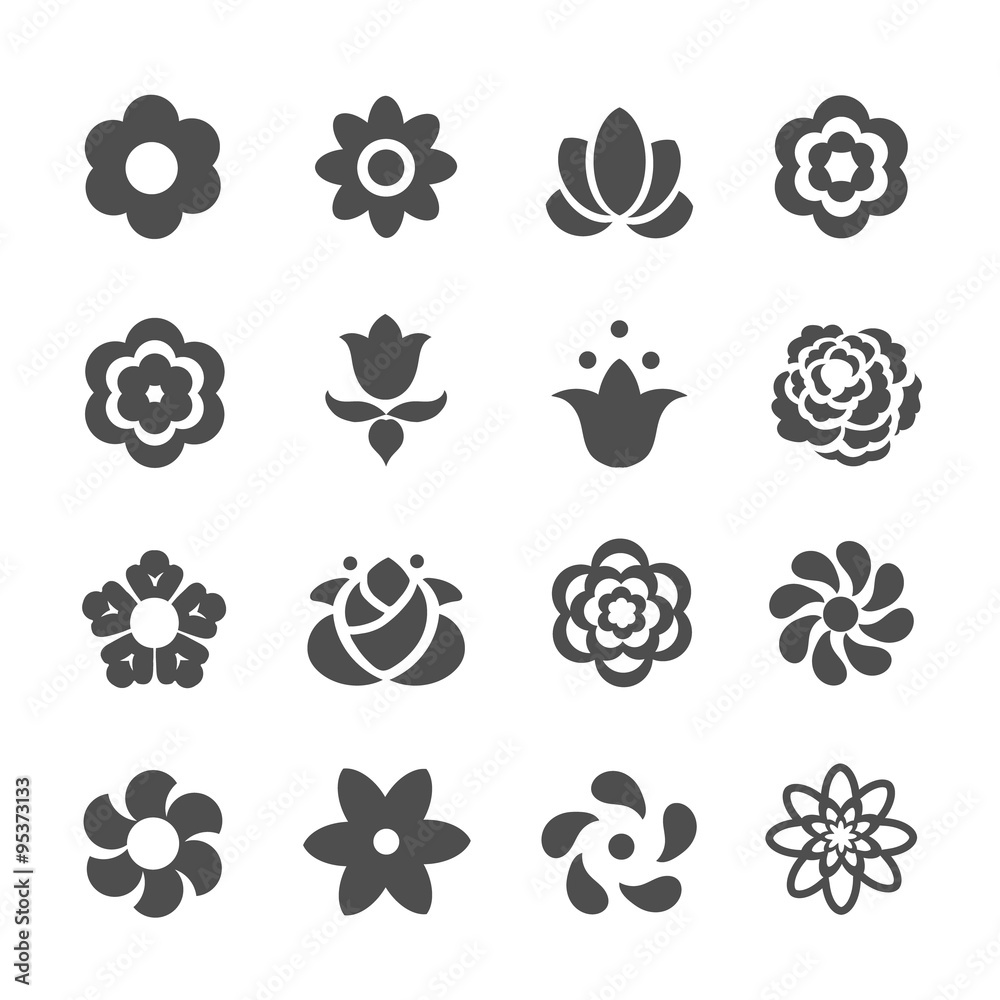 Fototapeta premium Set of flower icons. Vector illustration