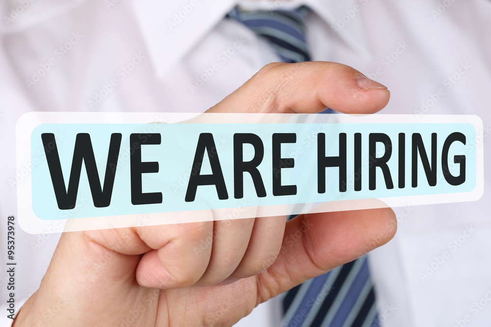 Businessman business concept with we are hiring jobs, job workin Businessman business concept with we are hiring jobs, job workin