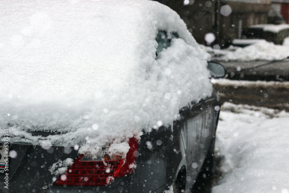 car covered with snow car covered with snow