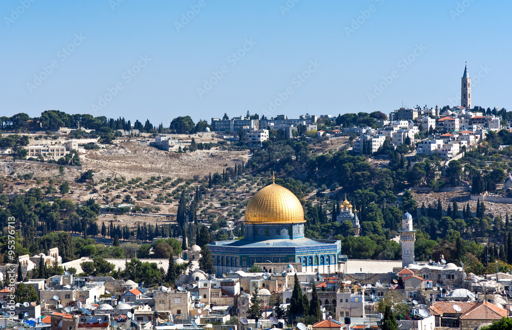 Naklejka premium Israel, Jerusalem, panoramic view of the old ciyu