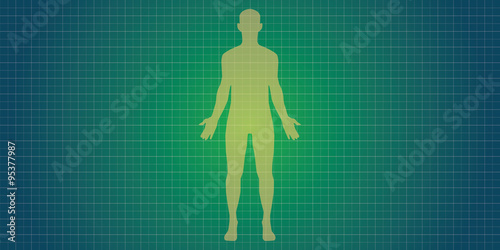 human body silhouette with blue print concept