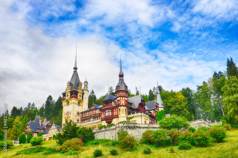 Great Pelesh castle in Sinaia, Romania.HDR image