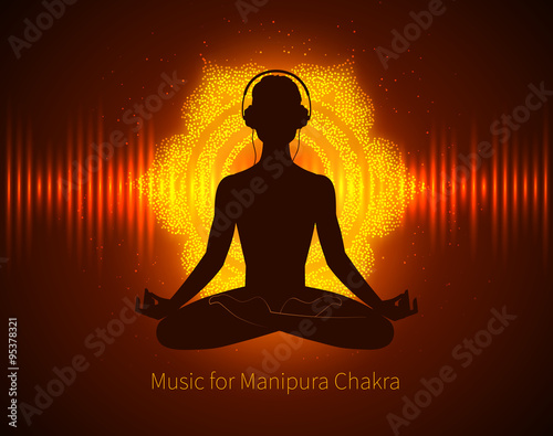 Man silhouette meditating