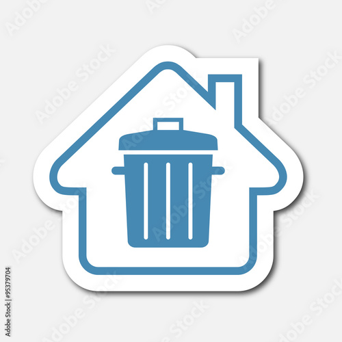Logo maison et poubelle.