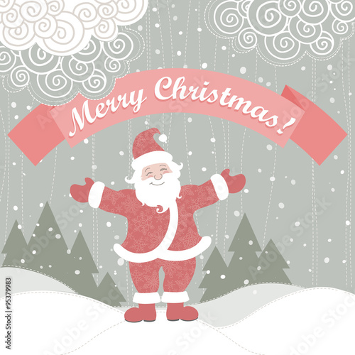 Christmas greeting card with Santa