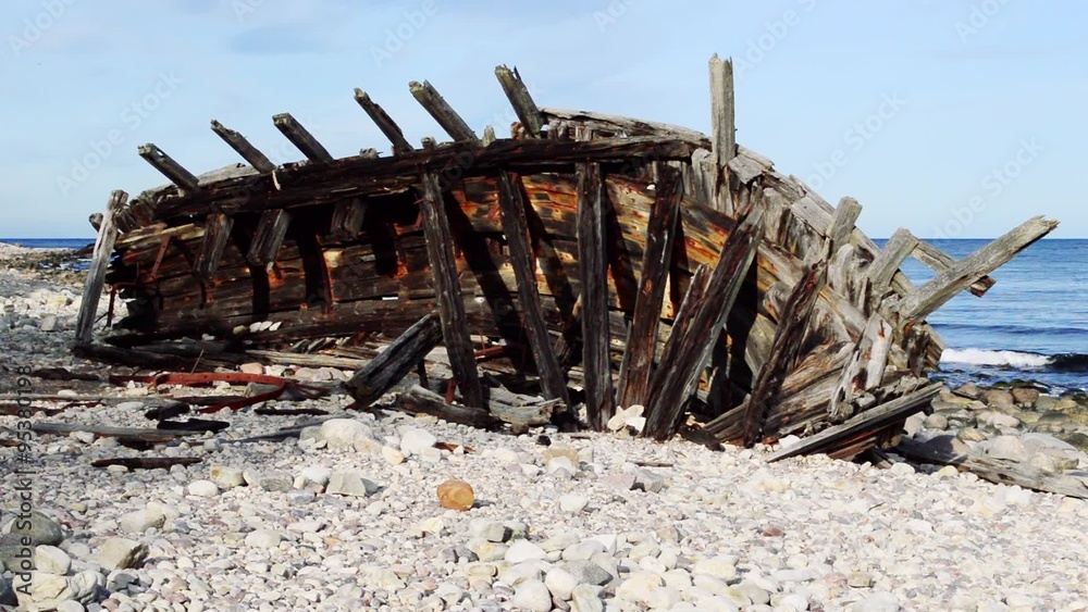 The wreck of the schooner Swiks that grounded on an offshore sandbank outside northern Oland, Sweden, one hard winter night 1926. The wreckage was blown ashore in a storm 1954. This is what is left.