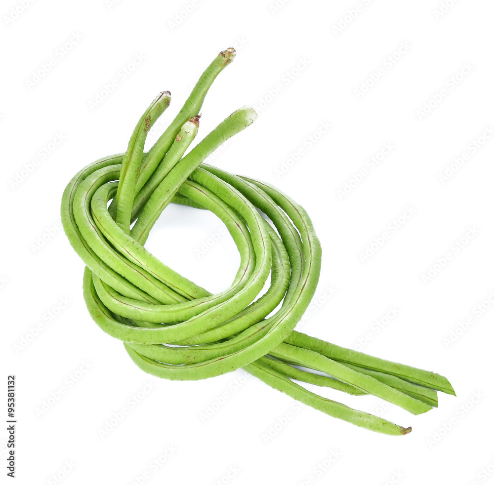 green beans on white background