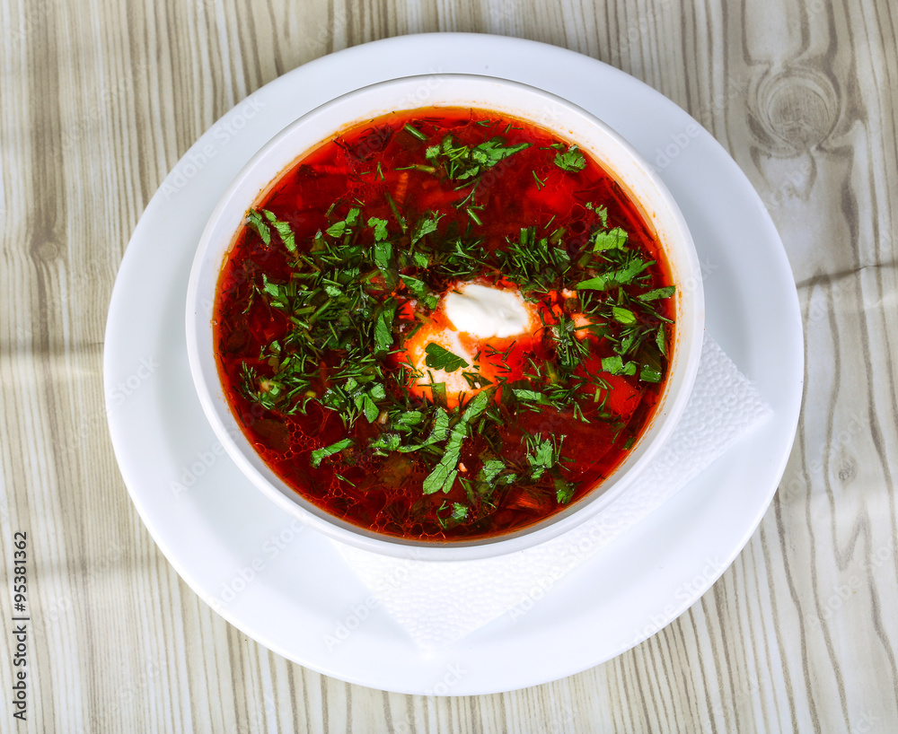 Russian traditional cuisine - Borsch