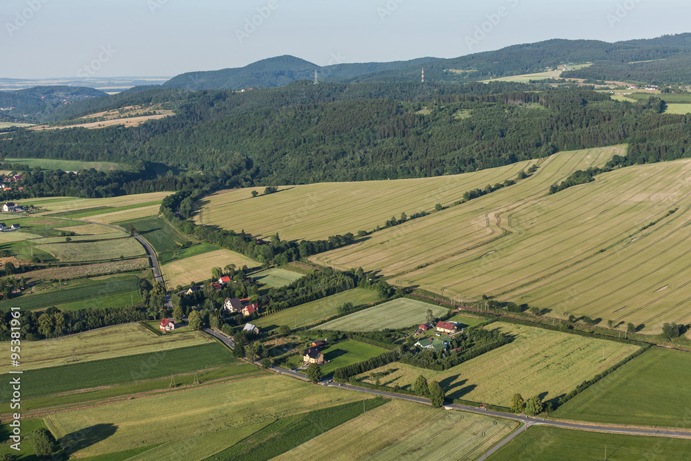 Aerial view of the lawnica village near Klodzko city Aerial view of the lawnica village near Klodzko city