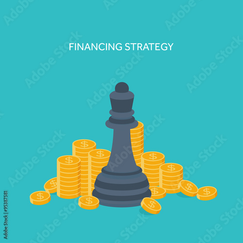 Flat chess figures. Strategy concept background. Vector illustration