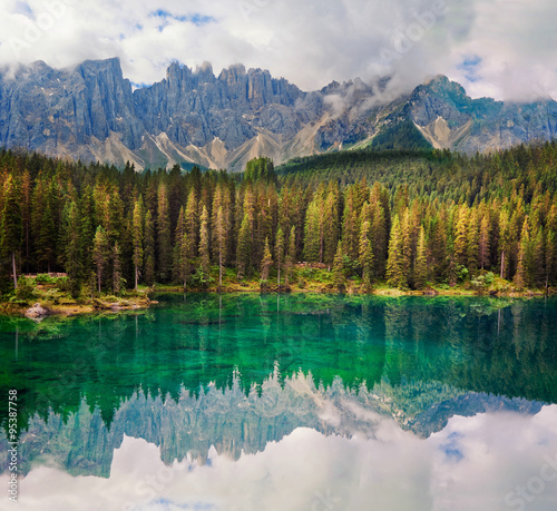 Fototapeta Naklejka Na Ścianę i Meble -  Lake Carezza, Dolomites Alps, province of Trentino-Alto Adiges,
