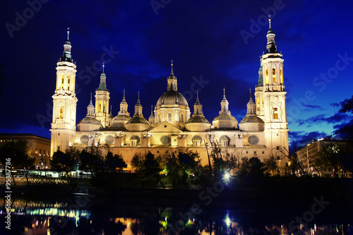 Cathedral and Ebro river in Zaragoza. Aragon, Spain
