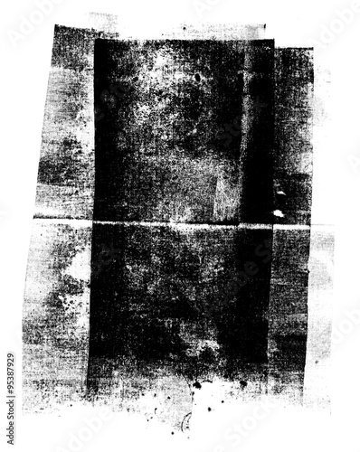Black rolled ink texture on white background